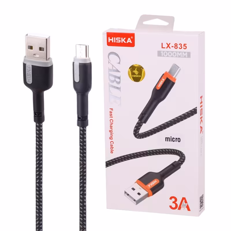 کابل میکرو یو اس بی فست شارژ هیسکا کنفی Hiska LX-835 3A 1m
