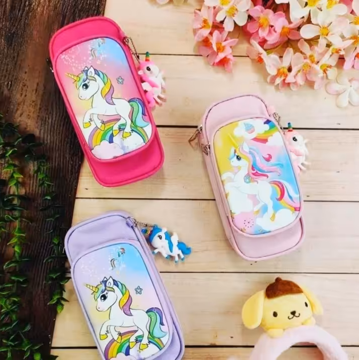 جامدادی دو زیپ آویزدار طرح یونیکورن کد 9904