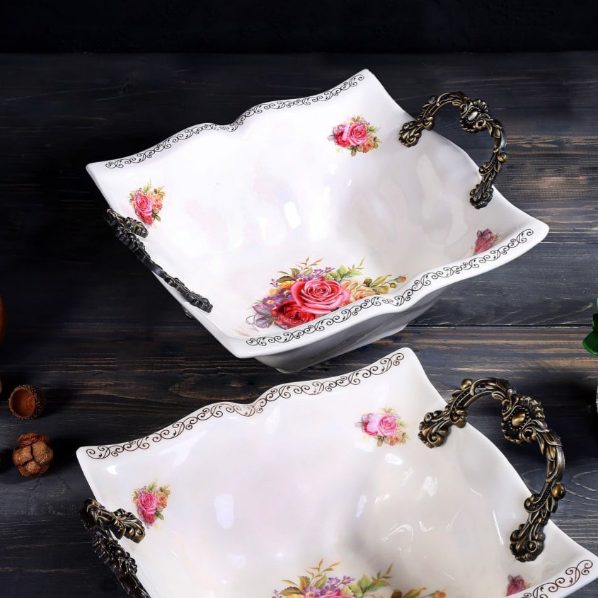 آجیل خوری یا کاسه مربع چینی گلدار