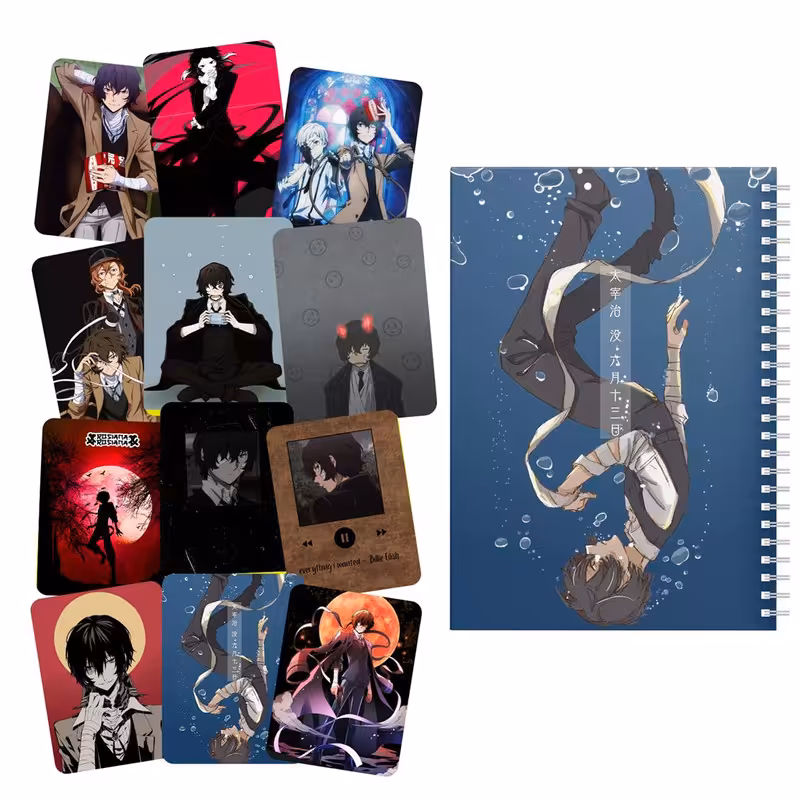 دفتر یادداشت باژیکان طرح انیمه سگ های ولگرد بانگو کد 20111569 به همراه استیکر لپ تاپ مجموعه 13 عددی