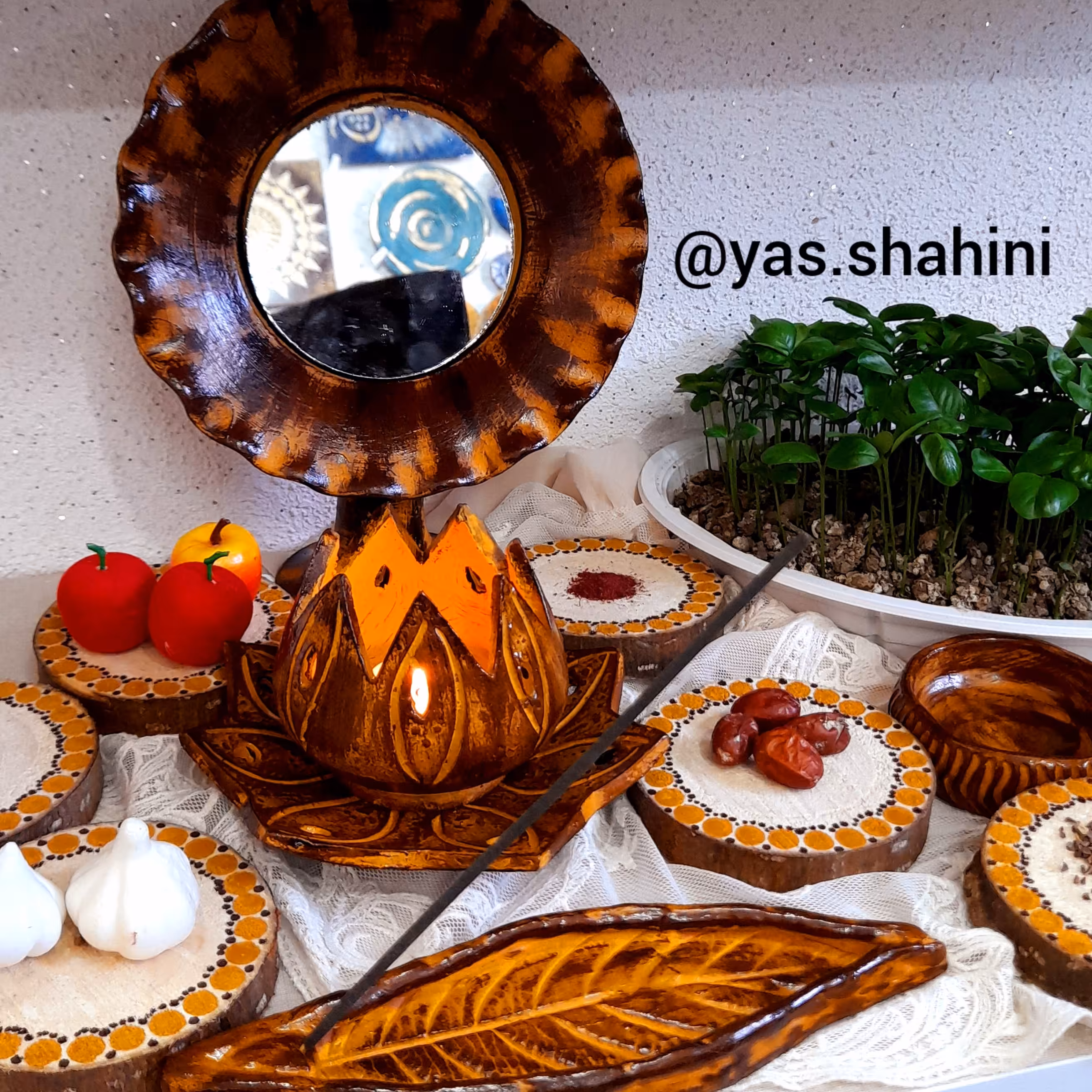 هفتسین چوبی سفالی دکوراتیو