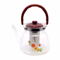 کتری، قوری  پیرکس1600 میل شعله مستقیم ، دارای صافی از جنس استیل ،دسته نسوز از جنس  باکالیت،مقاومت در برابر حرارت مستقیم