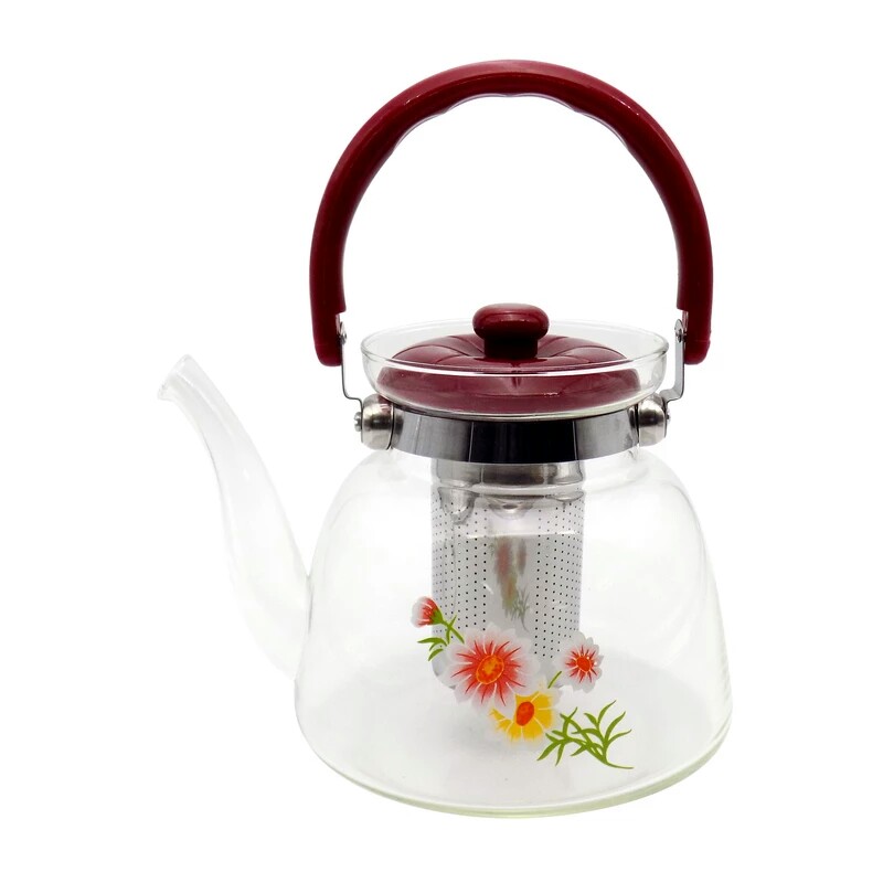 کتری، قوری پیرکس1600 میل شعله مستقیم ، دارای صافی از جنس استیل ،دسته نسوز از جنس باکالیت،مقاومت در برابر حرارت مستقیم