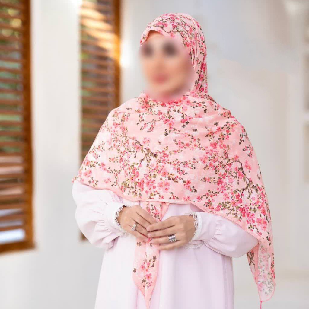روسری نخی شکوفه صورتی قواره 140 با کیفیت بالا و ارسال رایگان