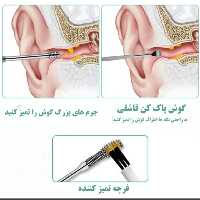 ست گوش پاک کن فلزی 6 تکه ابزار پاکسازی گوش کاردک گوش جلد چرمی (فروش ویژه)