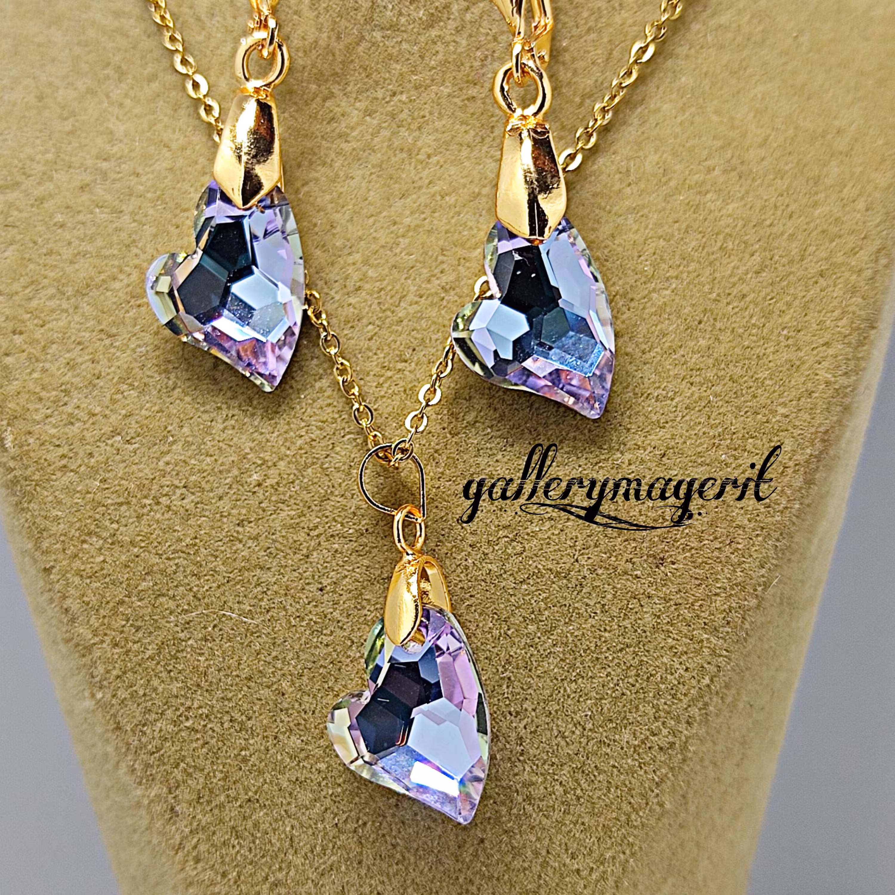 نیم ست جدید و زیبای سوارفسکی بسیار شیک و جذاب با یک زنجیر اشانتیون