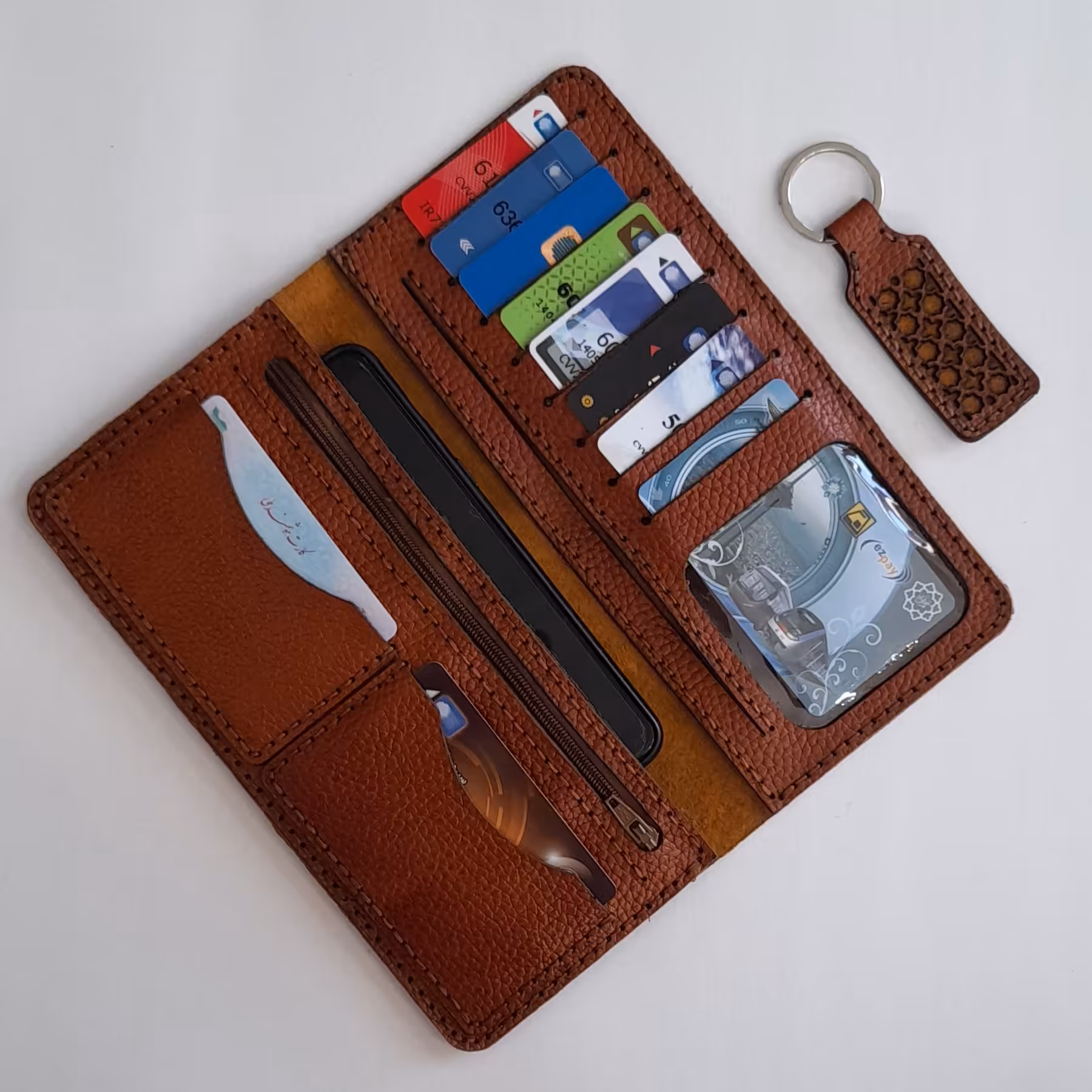 کیف پول چرم طبیعی دست دوز  