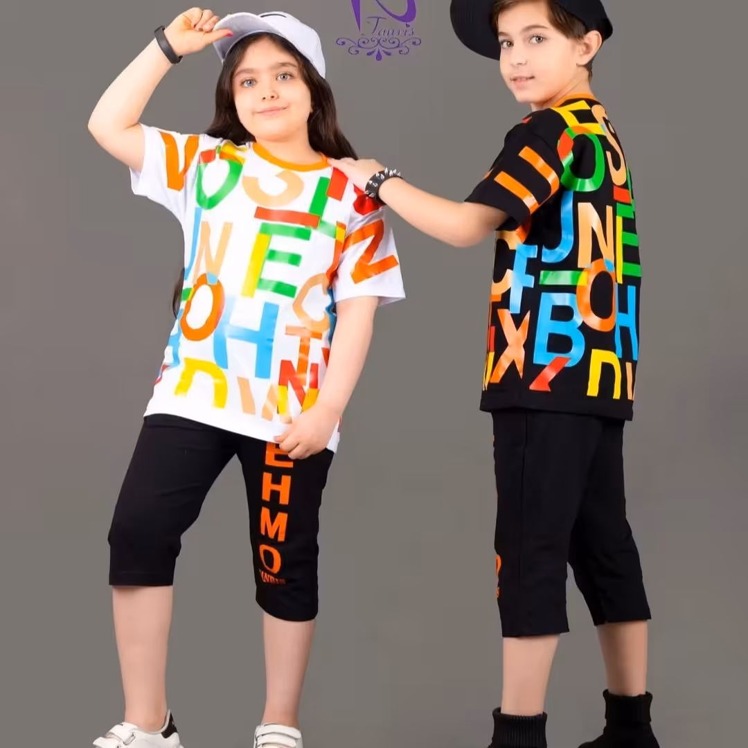 تیشرت شلوارک اسپرت مناسب دختر و پسر  جنس دورس درجه یک سایز 40 و 45 و 50 و 55