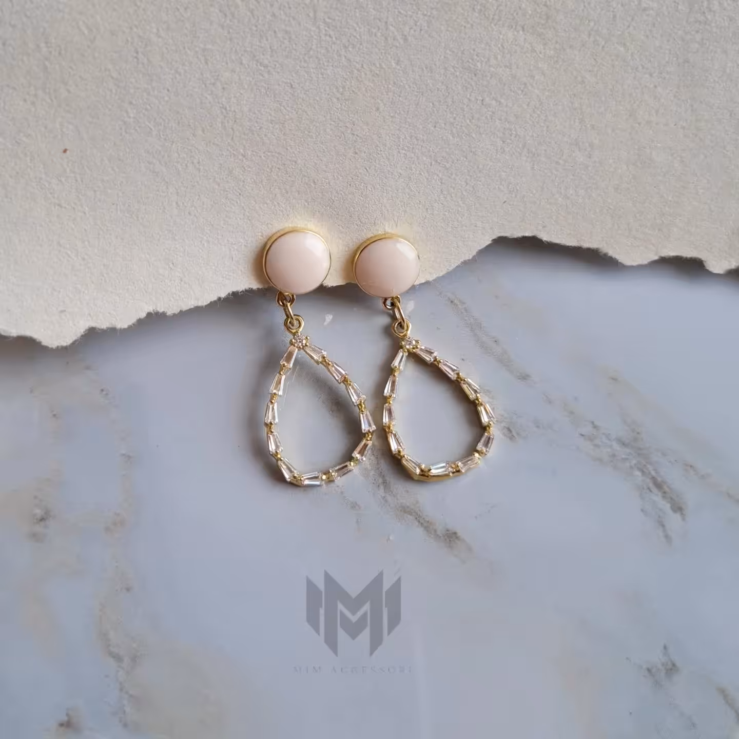 گوشواره جواهری ظریف نگین باگت 