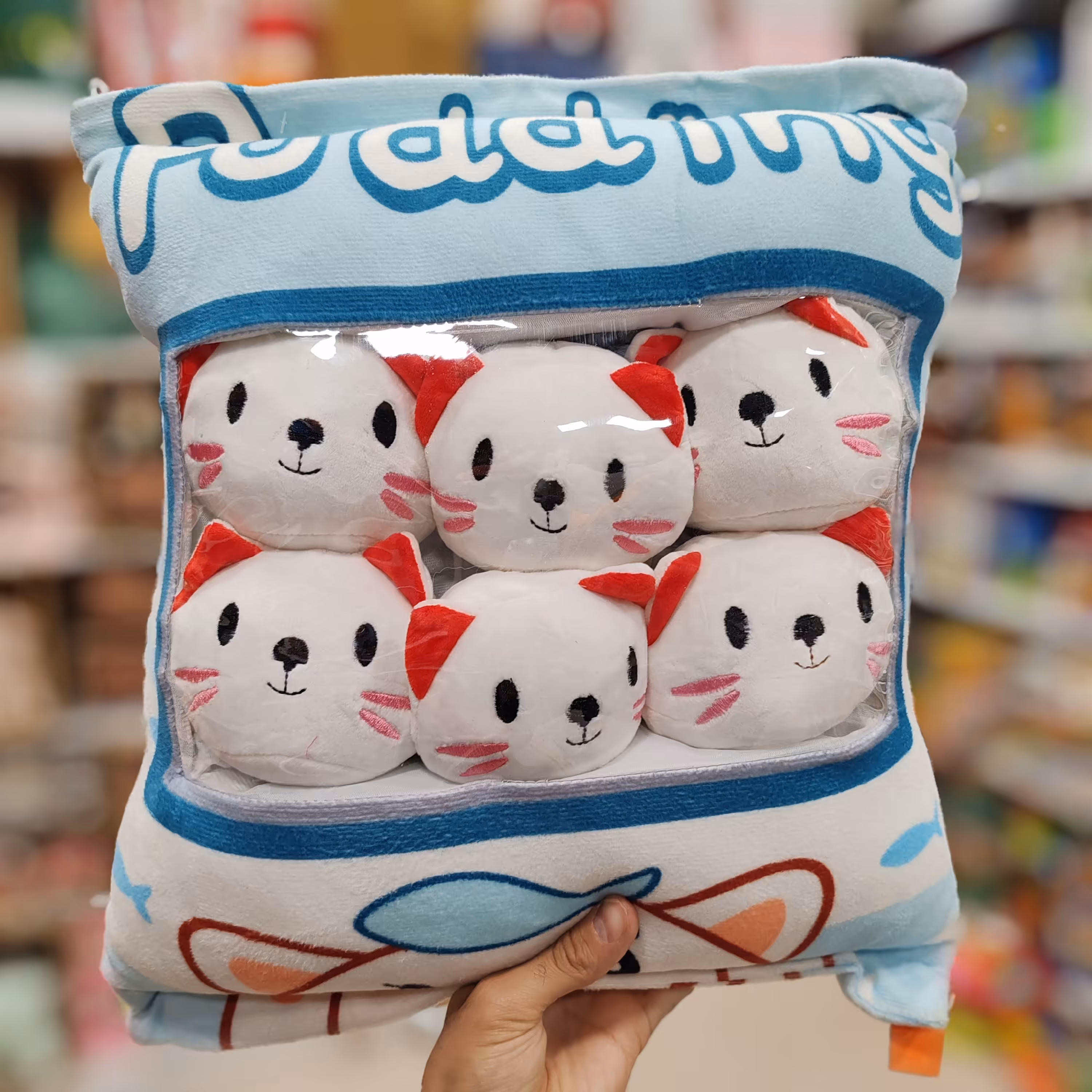 بالشت عروسکی  زیپ دار به همراه 6 عدد کله عروسک بانمک وارداتی ابعاد37 در 33 سانت 