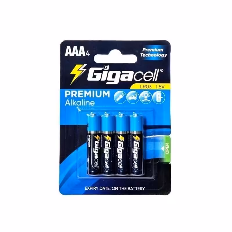 باتری نیم قلمی Gigacell آلکالاین پریمیوم بسته 4 عددی