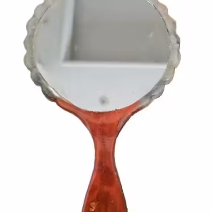 آینه دستی رزینی قرمز سفید دستساز