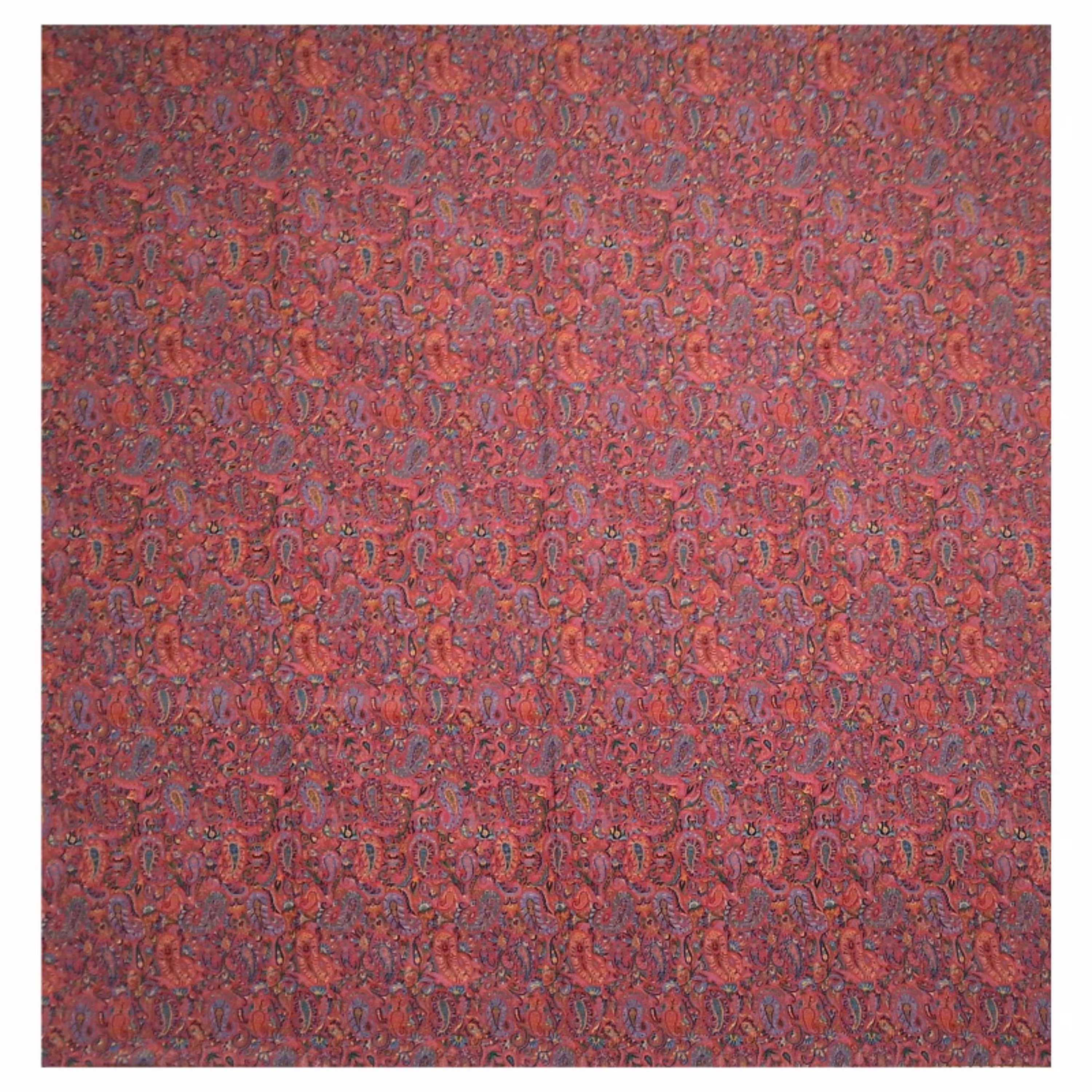 رومیزی ترمه مربع ابریشم کد TRM41  رنگ بنفش زرشکی  آستر زرشکی