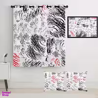 پرده رنس مدل S2-41012 به همراه تابلو و کوسن