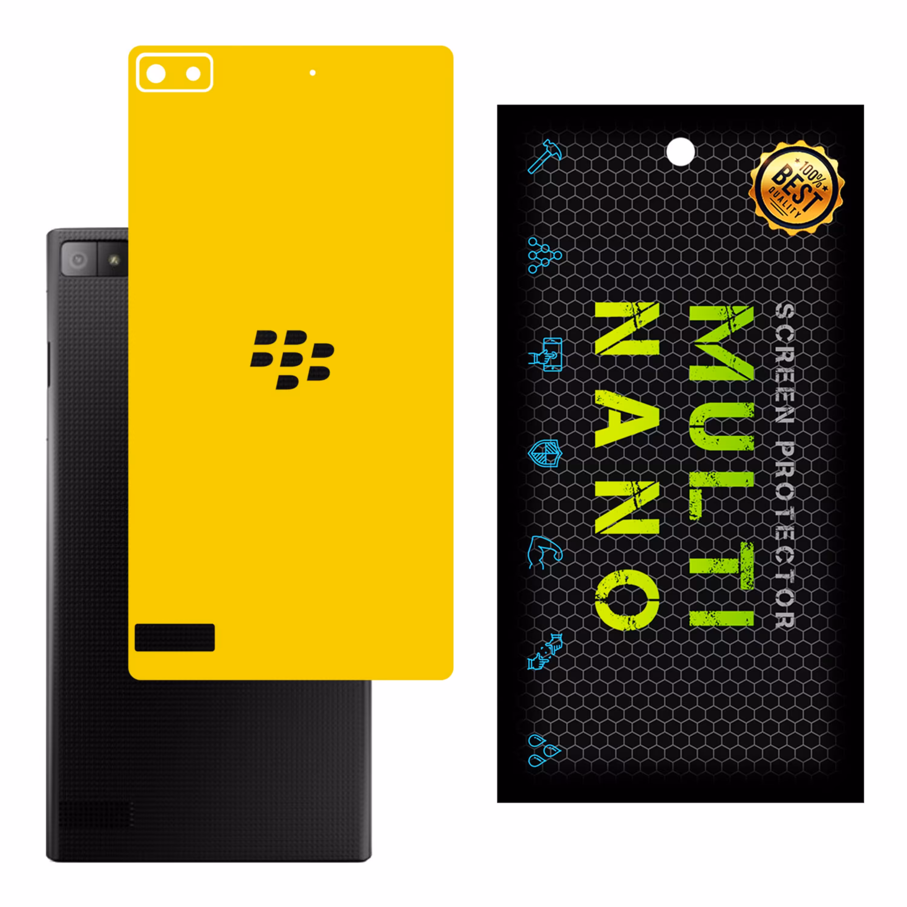 برچسب پوششی MultiNano مدل X-F1M-Yellow برای پشت موبایل بلک بری Z3