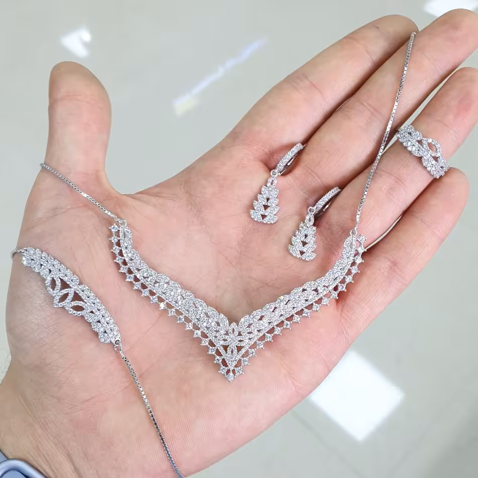 سرویس زنجیری نقره 925 روکش طلا رنگ ثابت کیفیت درجه یک