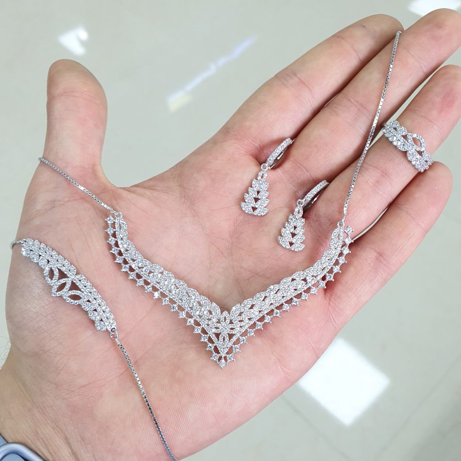 سرویس زنجیری نقره 925 روکش طلا رنگ ثابت کیفیت درجه یک