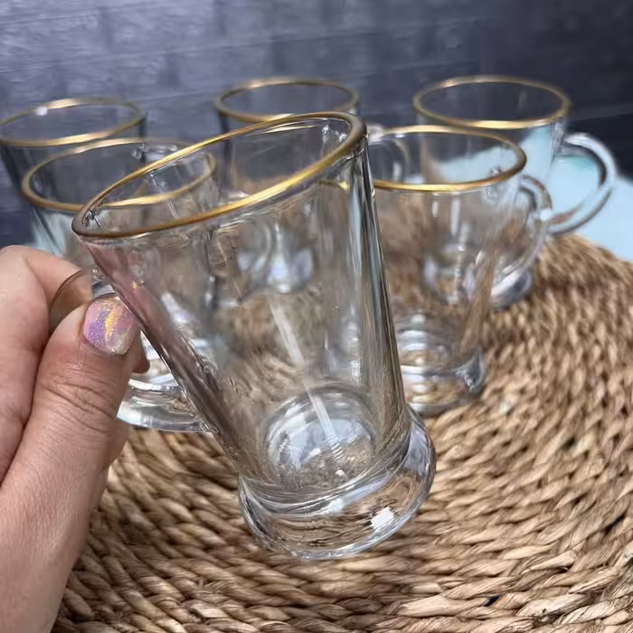 استکان چای خوری لب طلا  مدل فرگو