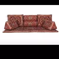 سرویس شاه نشین ترمه7 تکه  طرح میخک رنگ قرمز 