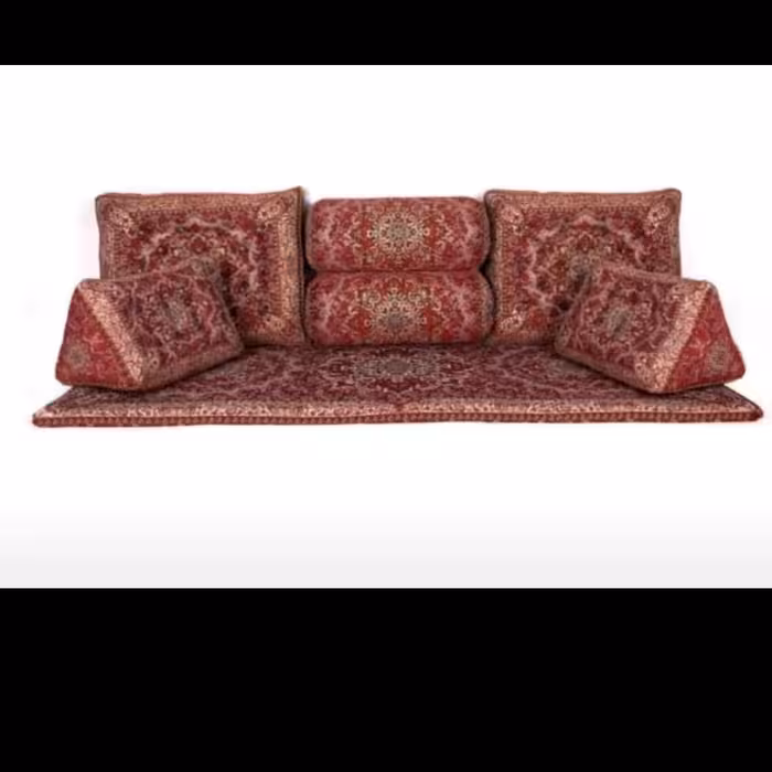 سرویس شاه نشین ترمه7 تکه  طرح میخک رنگ قرمز 