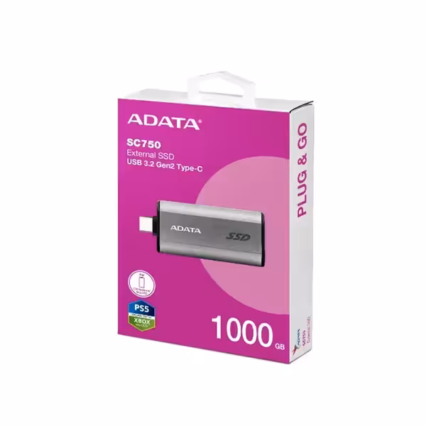 هارد اکسترنال ای دیتا مدل Adata SSD USB 3.2 Type-C SC750 با ظرفیت 1 ترابایت