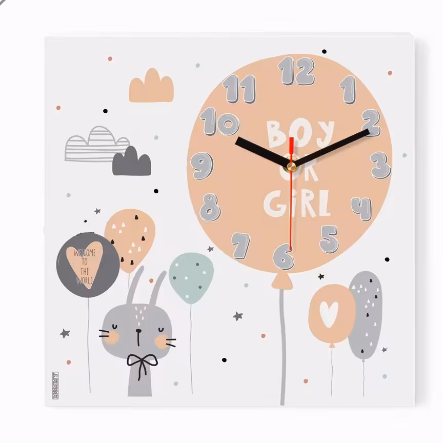 ساعت دیواری اتاق کودک طرح خرگوش بادکنک کد 4763