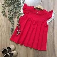 تاپ دخترانه شیک و زیبا تک رنگ کیفیت عالی مناسب 3 تا 8 سال جنس وال نخ طرحدار وارداتی 
