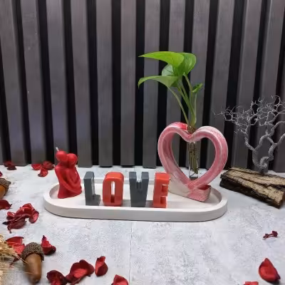 ست سینی بیضی سنگی 4 تیکه ولنتاین