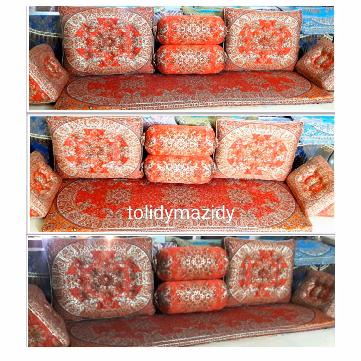 شاهنشین ترمه طرح  شاهسوند رنگ قرمز  باتشک فوم 