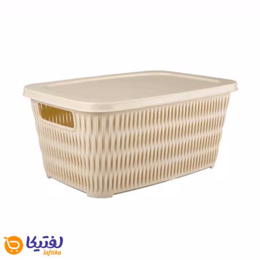 سبد مستطیل درب دار طرح بامبو لیمون سایز 2 1690