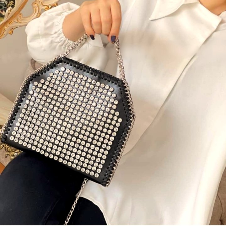 کیف مجلسی دستی و دوشی زنجیری تک رنگ مشکی جنس خارجی کیفیت فوق العاده عالی