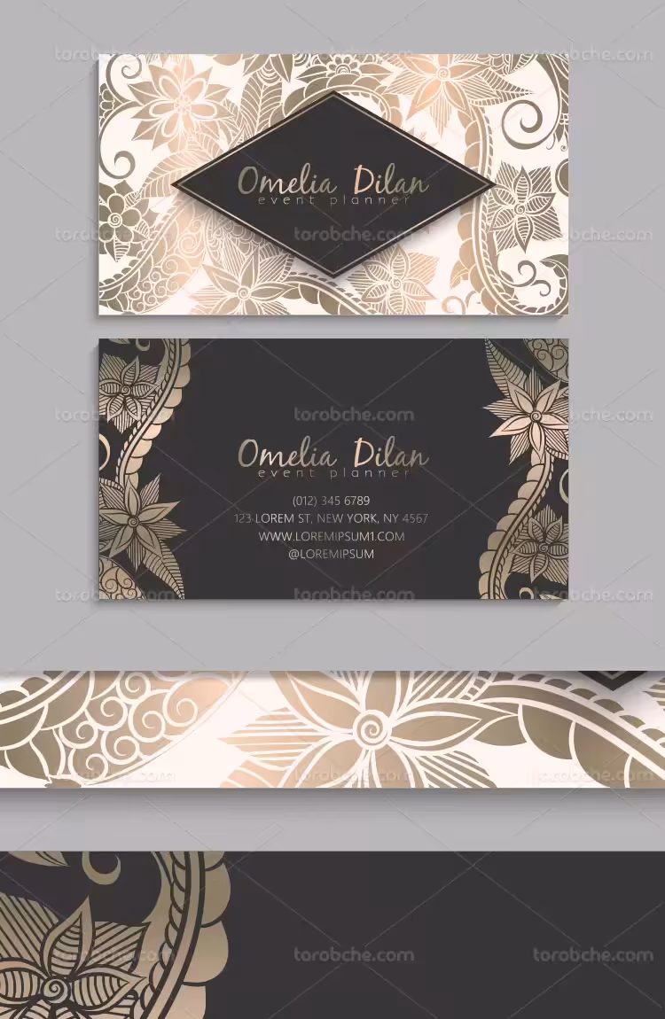 وکتور کارت ویزیت مشکی طلایی | گرافیک با طعم تربچه