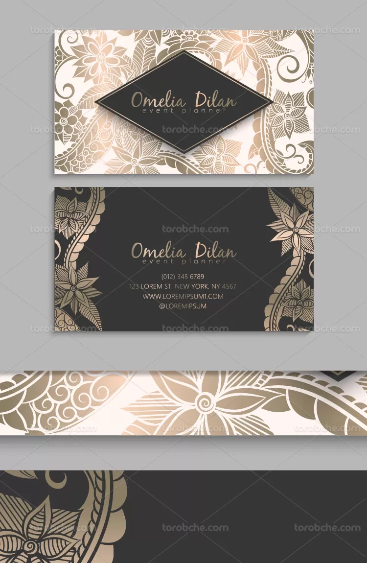 وکتور کارت ویزیت مشکی طلایی | گرافیک با طعم تربچه