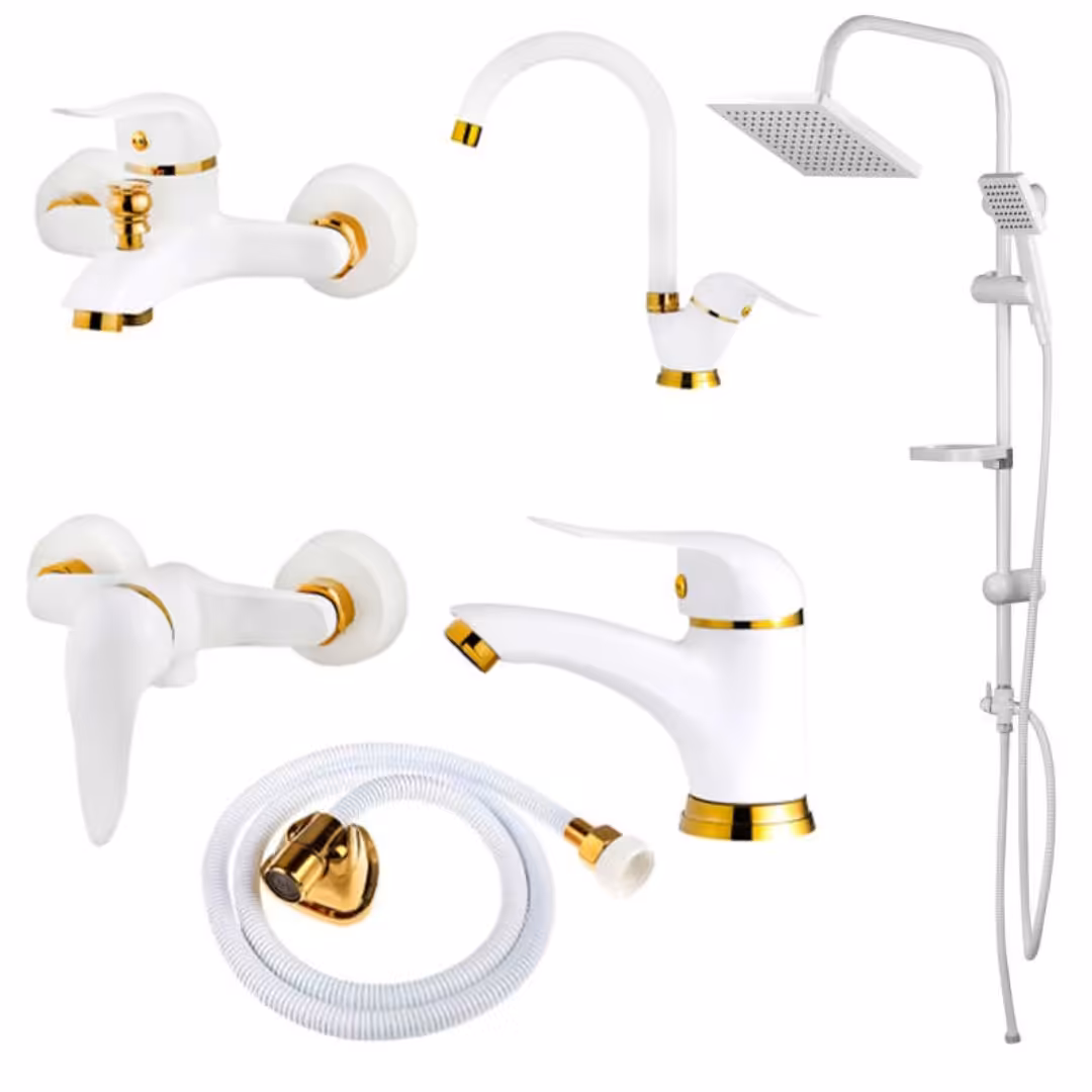 شیر آلات ست 6 تکه  سفید طلایی