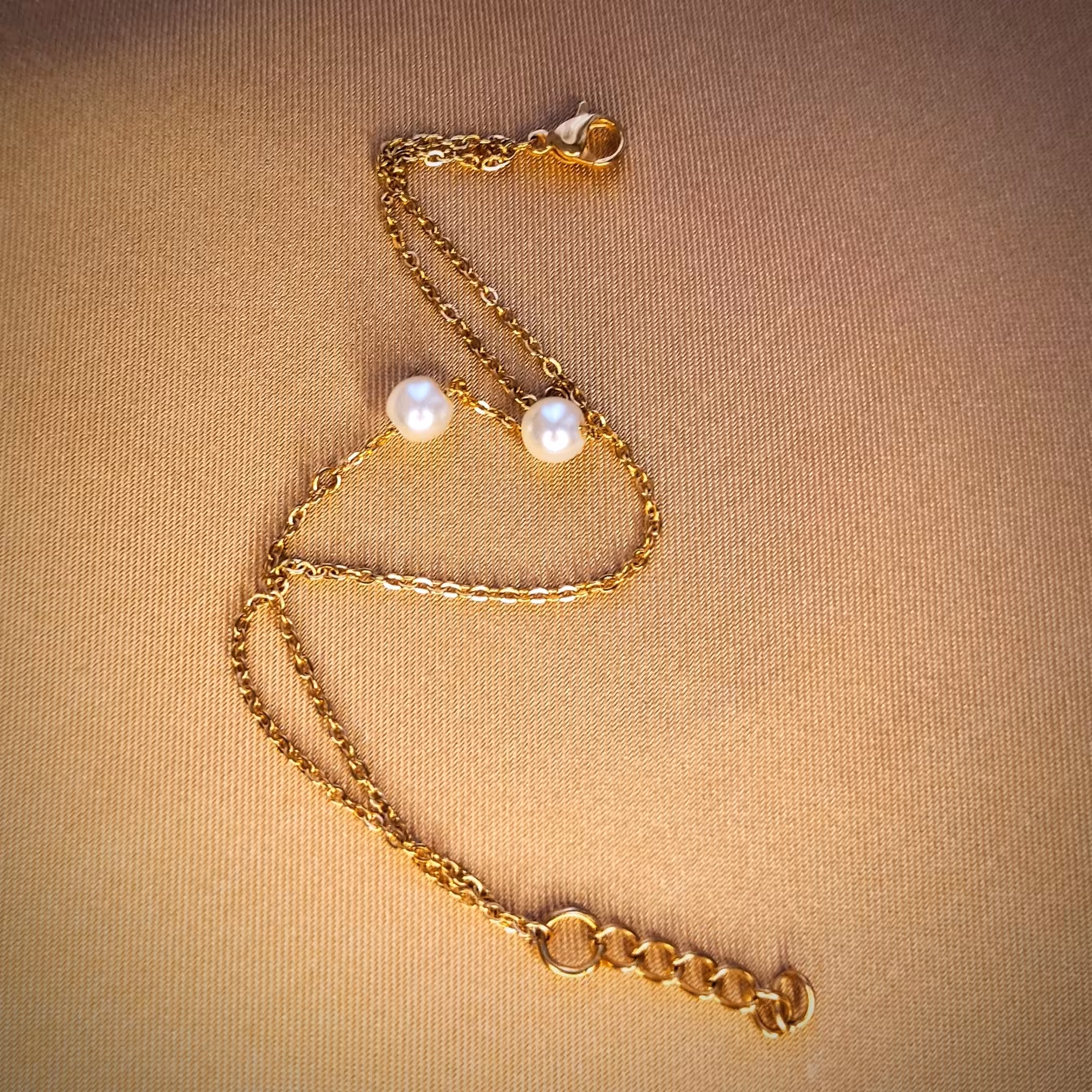 دستبند زنجیر دوبل مرواریدی استیل رنگ ثابت کار تضمینی