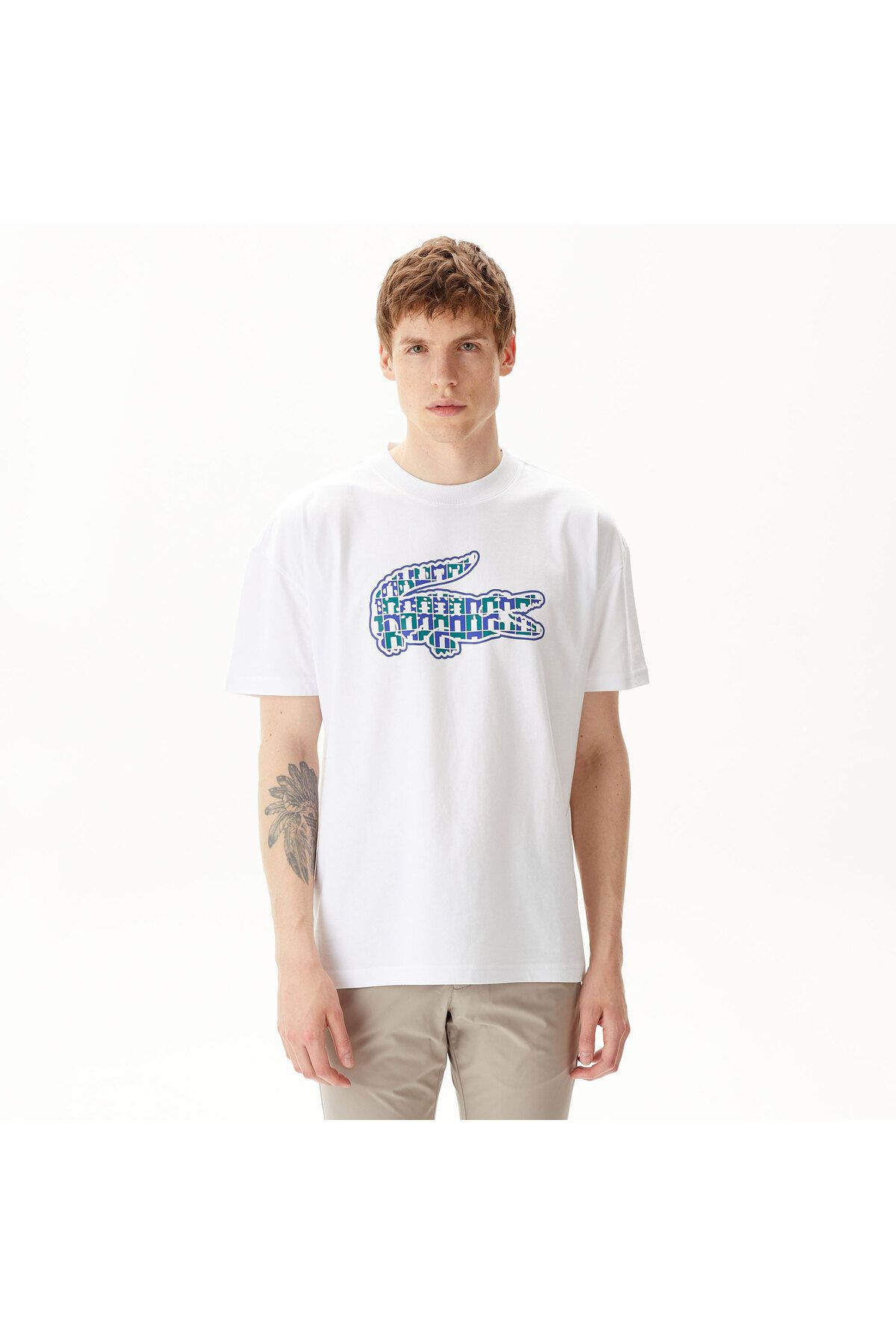 تی شرت آبی مردانه باریک اورجینال Lacoste