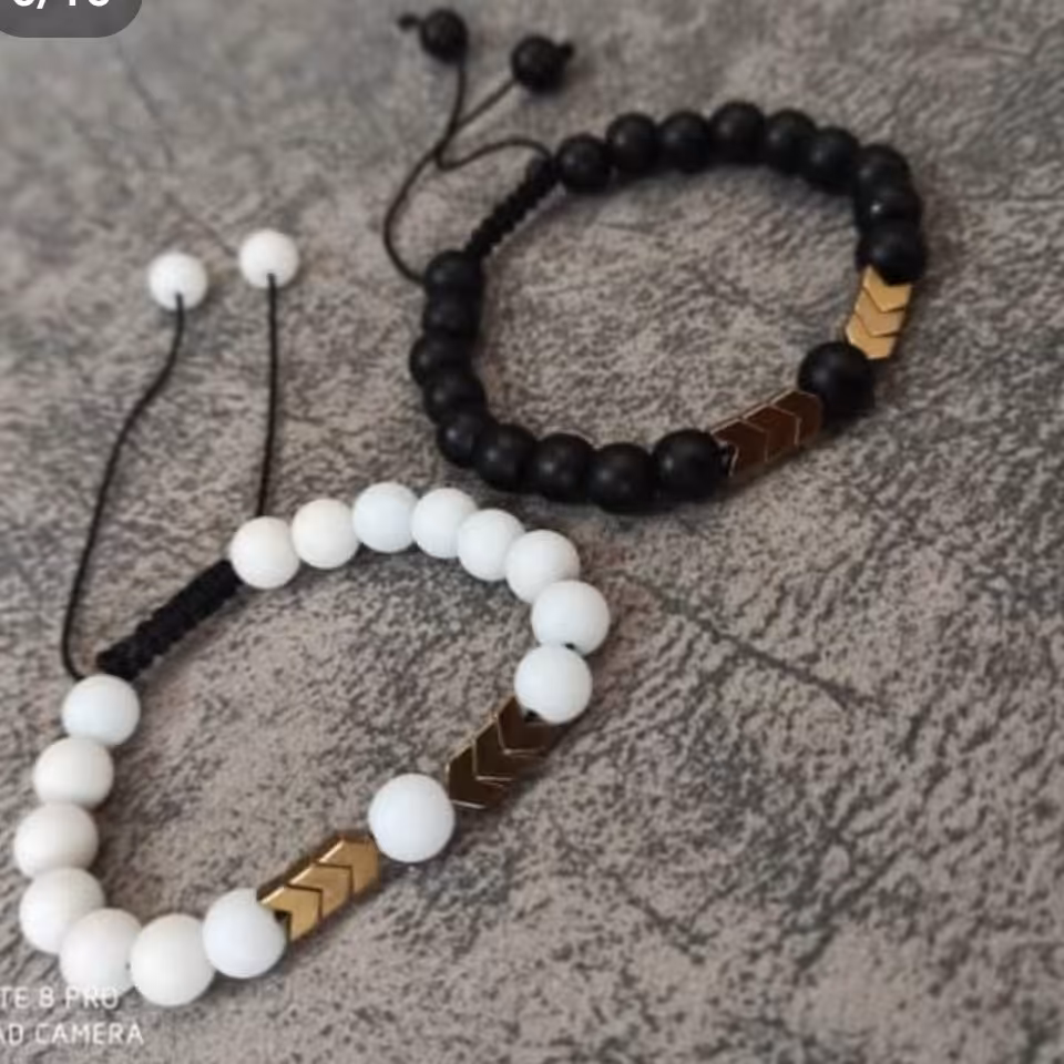 ست دستبند دوستی سنگ انیکس و حدید