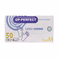 دستکش لاتکس بدون پودر  بسته 50 عددی  برند op-perfect سایز M