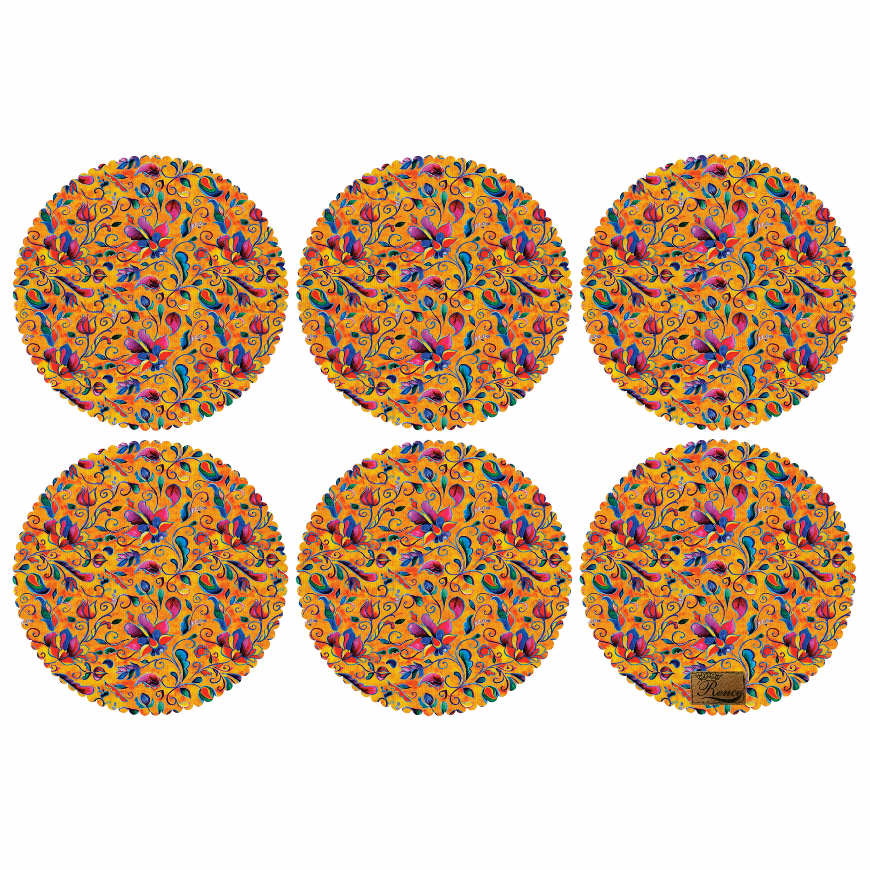 زیر بشقابی دایره ای پارچه مخمل سایز 30 در 30 مدل U2-814 شرکت رنس