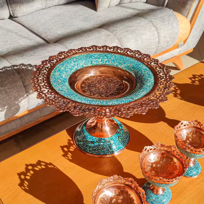 شیرینی خوری لبه شبکه فیروزه کوبی قطر 35 سانت برند گوهر