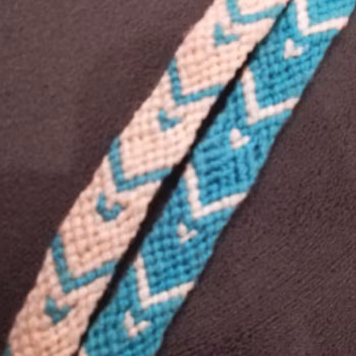 دستبند دوستی ست دونفره فیروزه ای و سفید بافتنی طرح قلب