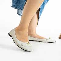 کفش های کلاسیک سفید زنانه باله چرمی واقعی FOLLİNİ