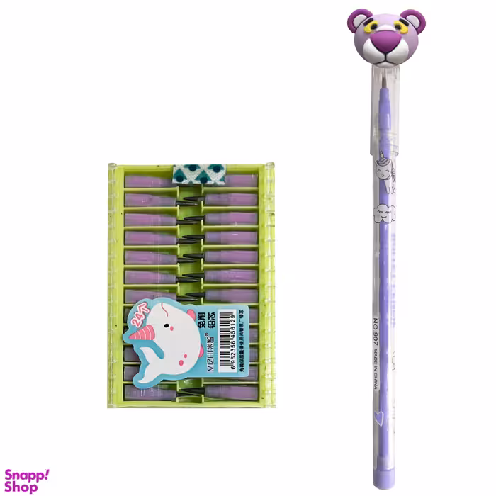 مداد فشنگی طرح پلنگ صورتی کد 5 به همراه 24 عدد نوک اضافه