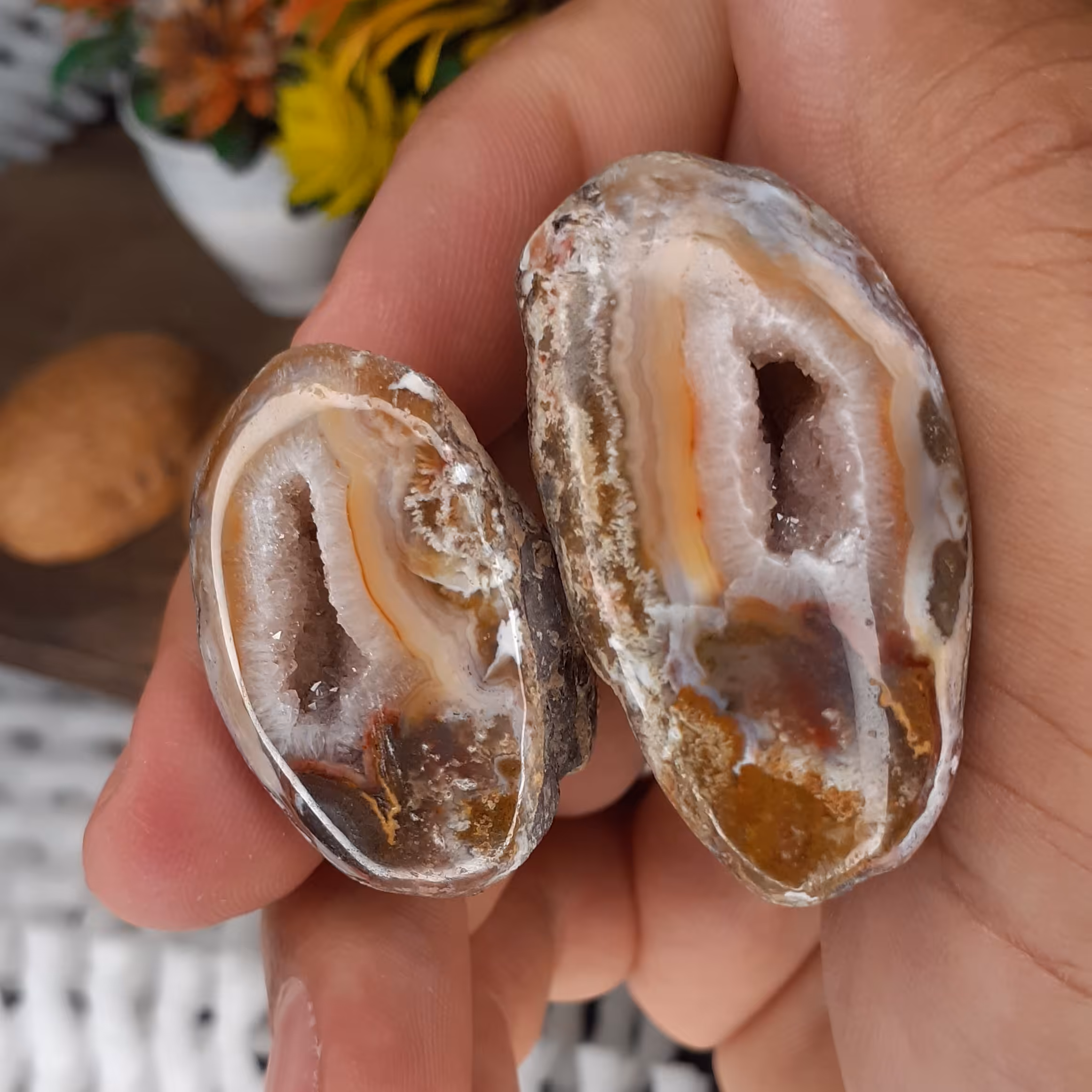 سنگ راف کلکسیونی عقیق ژئود ترکیب رنگ عالی