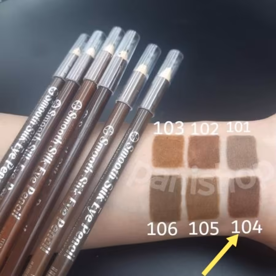 مداد ابرو پودری وو VOV اورجینال شماره 104 رنگ شکلاتی تیره پوکه بلند ضدآب 24 ساعته نرم و روان پیگمنت سبک بدون پخش و ریزش