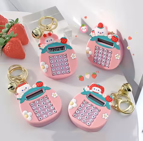 ماشين حساب فانتزی آويز دار طرح توت فرنگی