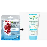 ژل کرم آبرسان سیمپل مدل Simple) Water Boost) ماسک انار بمب آبرسان گارنیر بمب آبرسان