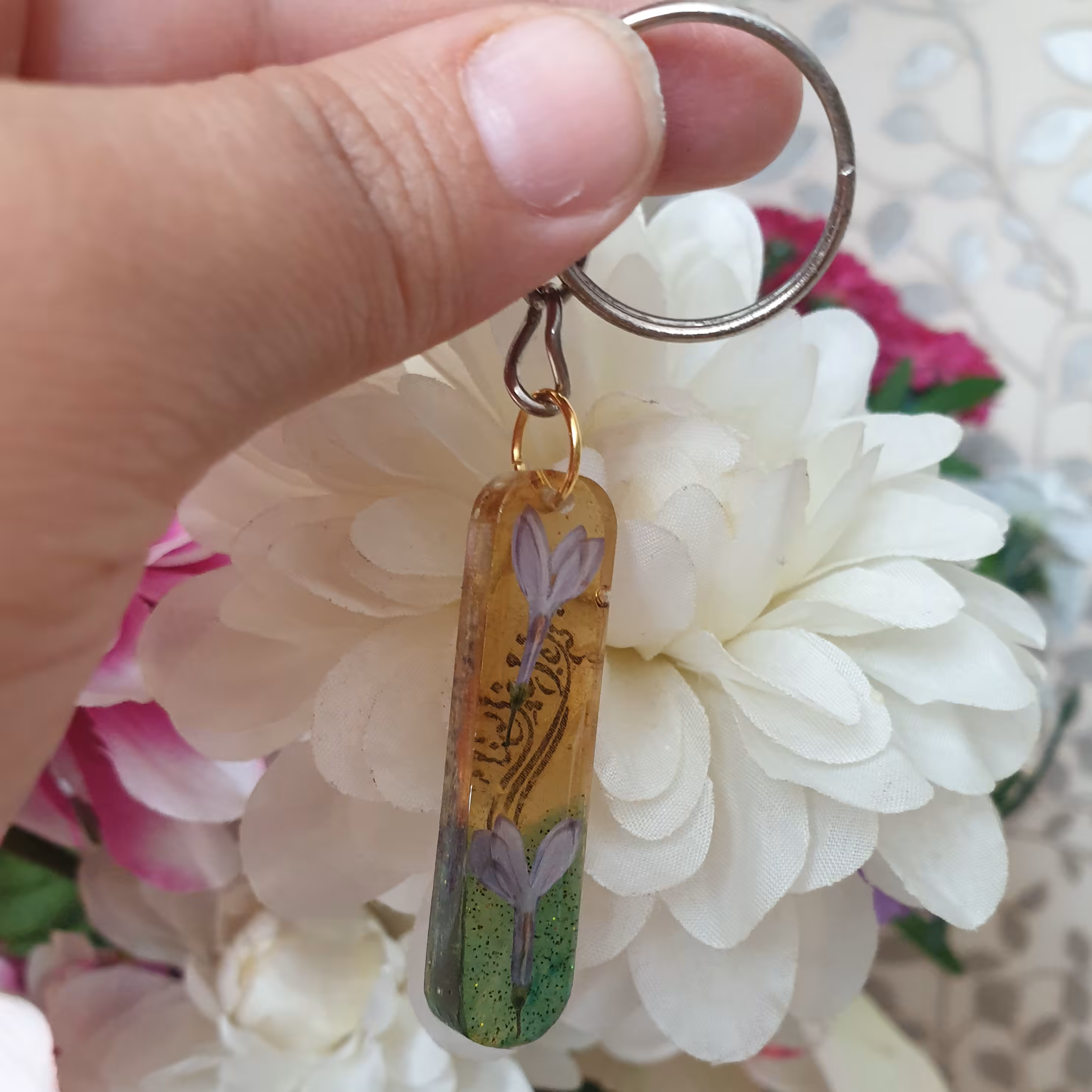 جا کلیدی دو طرفه رزینی طرح شعر و گل