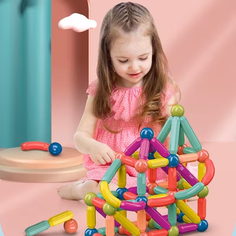 اسباب بازی ساختنی مگنتی مدل میله و مهره 64 تکه کد FD139