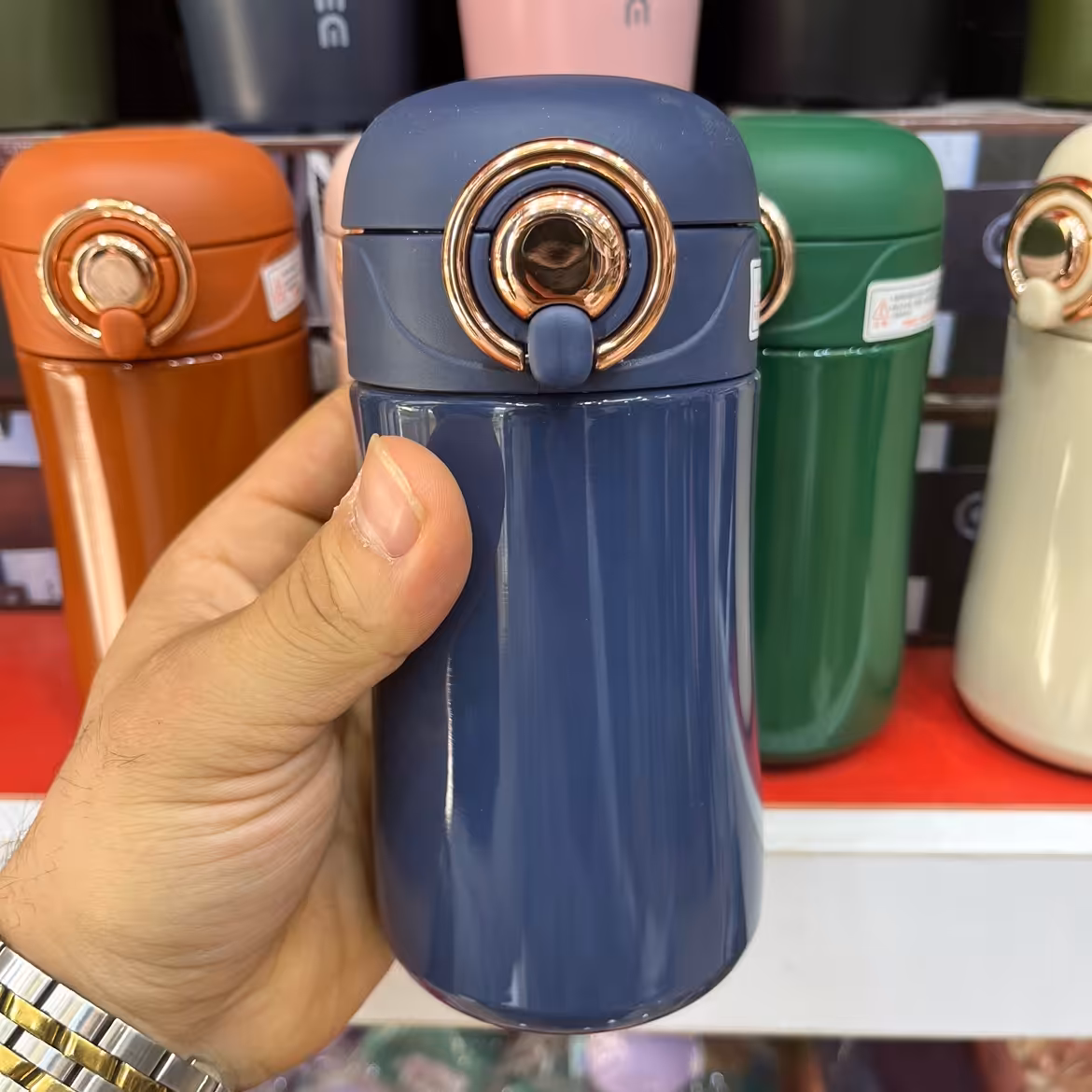 فلاسک قفل دار  سرمه ای مدل y-cup  400ml